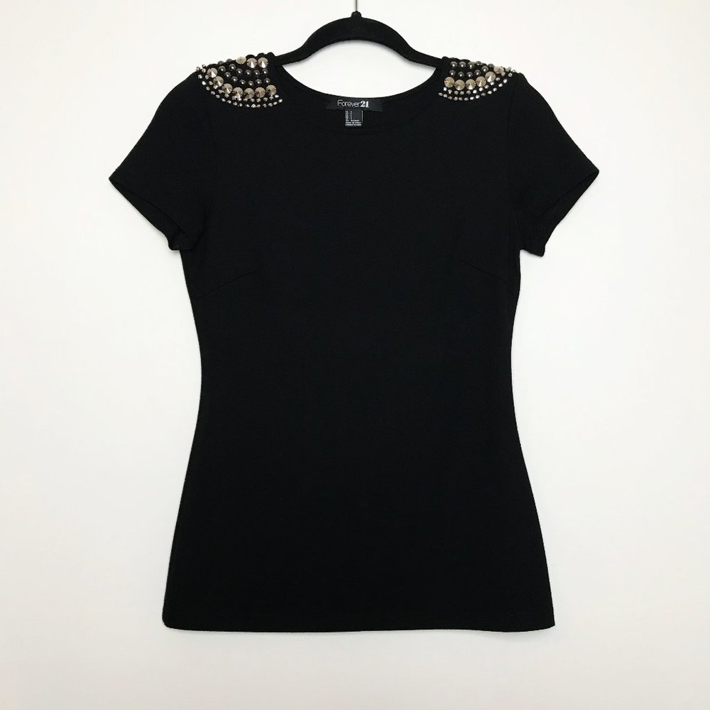 Forever 21 Studded Shoulder T-Shirt